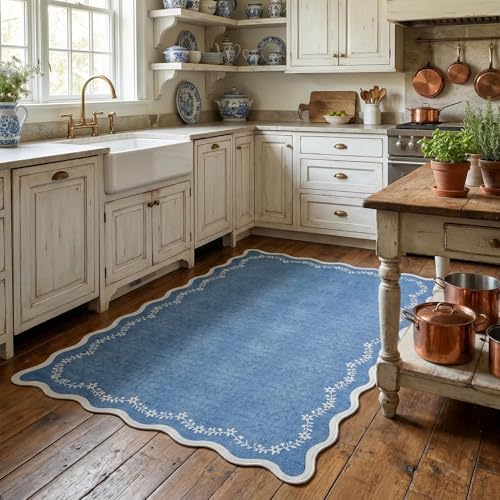 GarveeHome 3x5 Scalloped Washable Area Rug Non Slip Bedroom Entryway Rug - Image 3