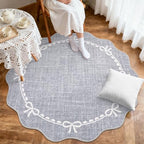 GarveeHome 5ft Round Rugs Washable Scalloped Bow Rug - Image 3
