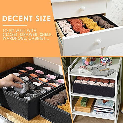 Criusia 3 Pack Sock Underwear Organizer Dividers, 64 Cell Fabric Foldable - Image 4