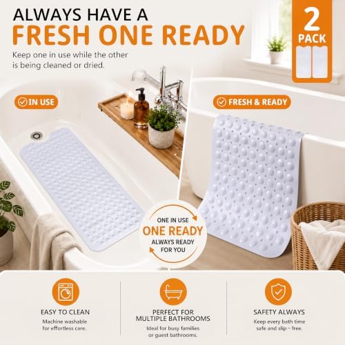 Yimobra White Non Slip Bath Mat - Image 2