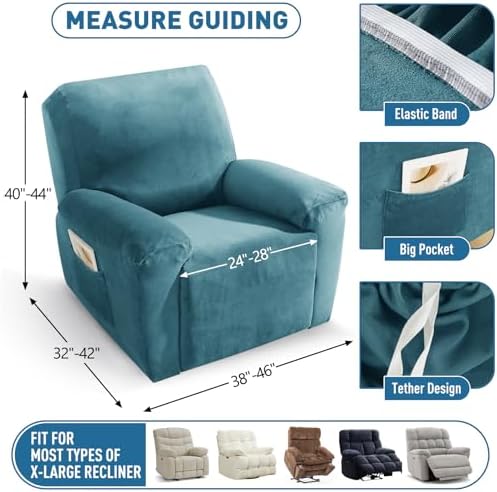 ZNSAYOTX Velvet Oversized Recliner Cover 3-Piece, Luxury Plush Recliner Chair - Image 6