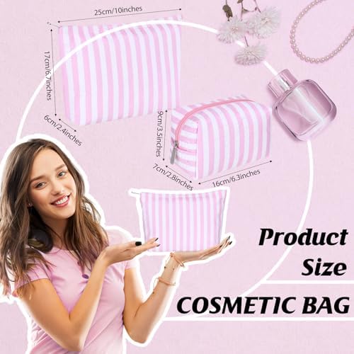 Huhumy 2 Pcs Makeup Bag Set for Women, Wide Stripe - Image 3