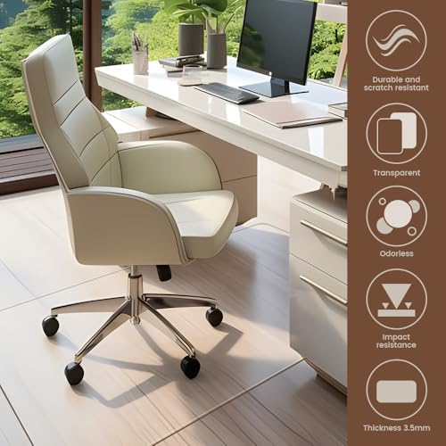 Office Chair Mat for Carpet, Transparent, 0.14" Thick, Heavy Duty, Flat Shipping - Image 4