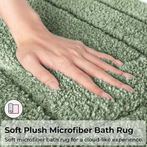 GRANNY SAYS Green Bathroom Rugs Set 2 Piece, Non Slip Microfiber Bath Mats - Image 3