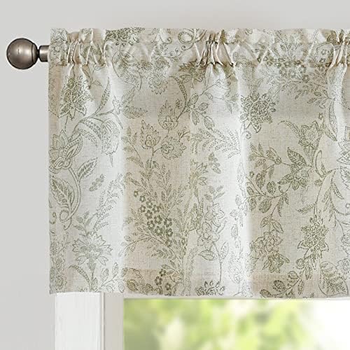 Vangao Floral Valances for Windows Forest Green W50 X 16L 1 Panel by Vangao