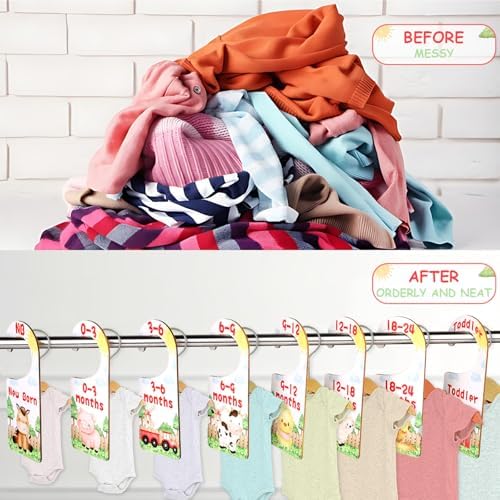 Baby Closet Dividers 8PCS, Farm Animal Theme Wooden Double-Sided Clothes Size - Image 4