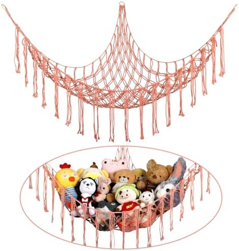 Stuffed Animal Hammock Corner, Hand-knitted Large Plushie Net Toy Hammock by yelienm