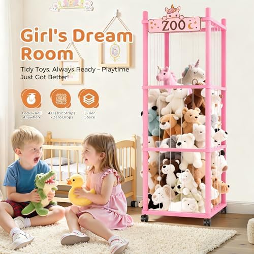 Stuffed Animal Storage Zoo Tower, 56In Wooden Large Stuffed Animal Holder - Image 2