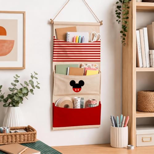 3-Pocket Hanging Wall Organizer, Cute Striped Design - Image 6