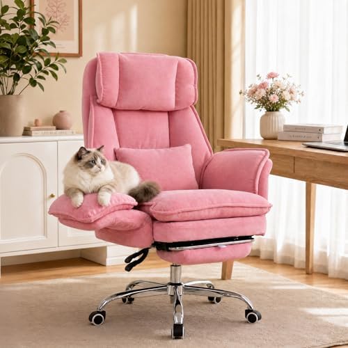 Office Chair with Flip Armrests & Foot Rest, Criss Cross Legged Home Office by BOWTHY