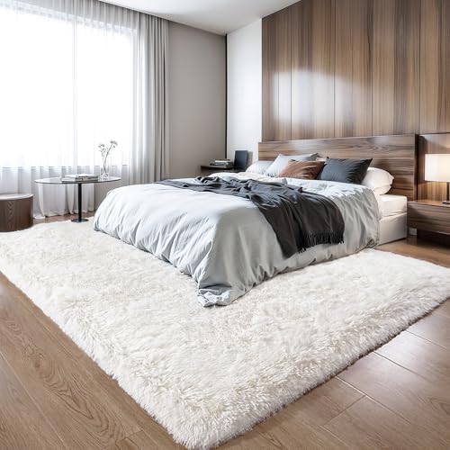 3x5 Thick Cream White Fluffy Shag Rug - Image 6