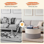 OIAHOMY 90L XXXLarge Blanket Basket Living Room Laundry Basket White&Grey - Image 5