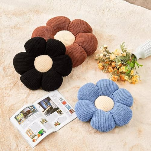 Kcvvcr Flower Throw Pillow, Soft Brown 19.6" Shaped Floor Pillow - Image 3