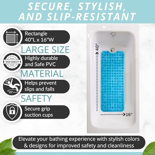 ENKOSI Non-Slip Bath Mat and Shower Mat 40x16 Extra Long - Image 3