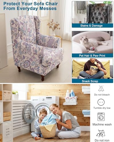 CRFATOP Wingback Chair Covers Wing Armchair Slipcovers - Image 5