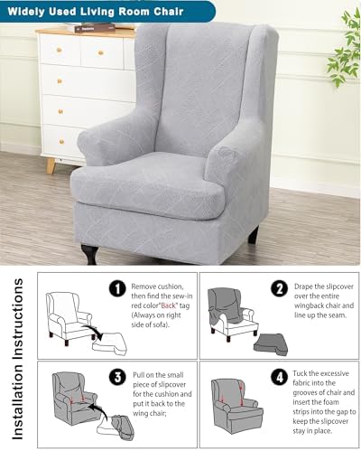 CRFATOP Wingback Chair Covers Stretch Armchair Slipcovers - Image 6