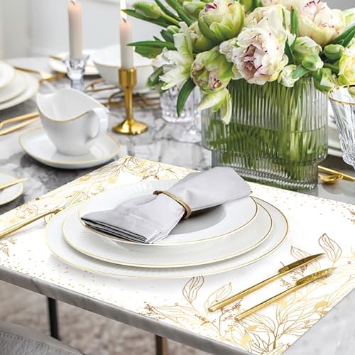 50 Pack Golden Leaves Paper Placemats Disposable Golden Polka Dots Paper Place - Image 4
