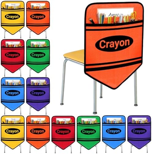 12 Pack Crayon Chair Pockets for Classrooms 17x18 Inch Seat Sacks by akaixiSportsLifestyle