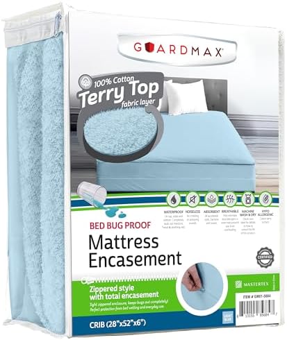 Guardmax Crib Mattress Encasement Zippered, 100% Waterproof Mattress Protector by Guardmax