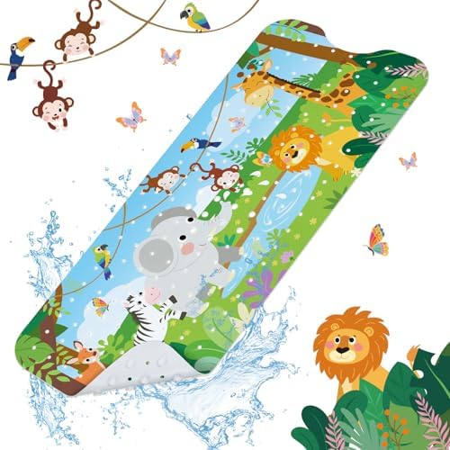 SHUCHING Baby Bath Mat for Tub Non Slip-40x16 Inch, Safari Animal by SHUCHING