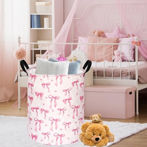 Round Laundry Basket Storage Bins Nursery Hamper Gift Baskets - Image 2