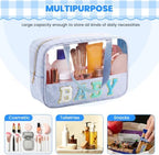 Sanwuta Seersucker Baby Bag Chenille Letter Clear Makeup Bag - Image 3