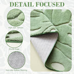 Sage Green Monstera 8x10 Area Rugs High-Low Plush Pile Washable - Image 4