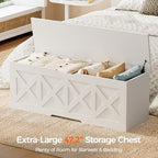 Homleke 47.2" Extra-Large Wooden Storage Chest, Farmhouse Storage Bench - Image 3