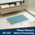 Chenille Bathroom Rug 20"x32" Aqua, Non-Slip Plush Bath Mat - Image 2
