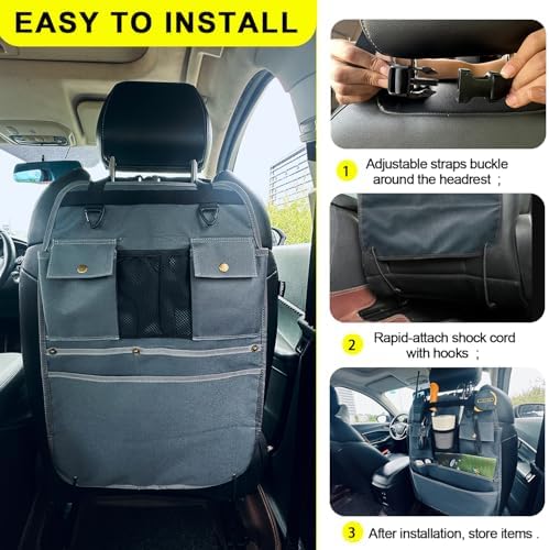 Car Seat Back Organizer with Multiple Pockets and Hooks - Image 4