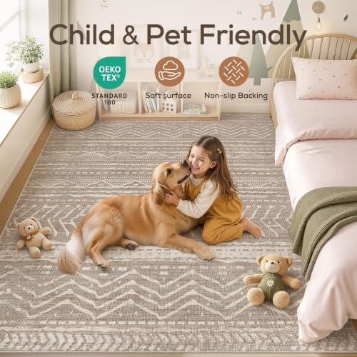 Nakagishi 12x15 Area Rug Living Room: Washable Boho Large Neutral Modern Soft - Image 4