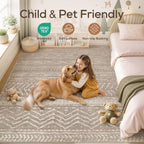 Nakagishi 6x10 Area Rugs Living Room: Washable Boho Large Neutral Soft - Image 4