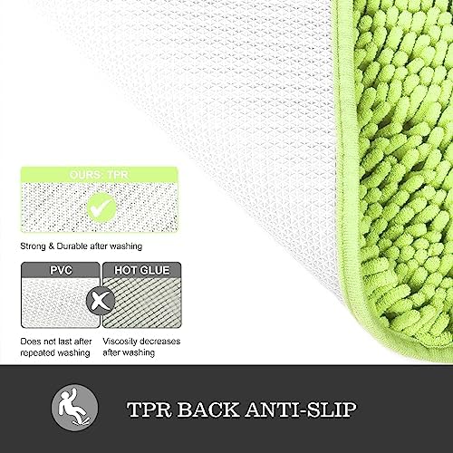 Yeaban Chenille Apple Green Bathroom Runner Rug 24"x72" - Image 3