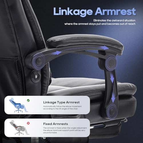 Massage Office Chair with Footrest, High Back Executive Chair, Ergonomic Desk - Image 5