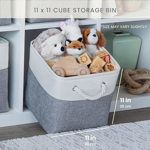 OrganiHaus 11x11 Cube Storage Bins, Rope Handles - Image 2