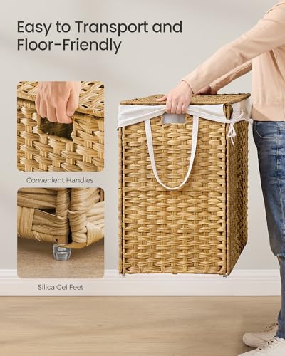 SONGMICS Laundry Hamper with Lid, 29 Gal Synthetic Rattan - Image 4