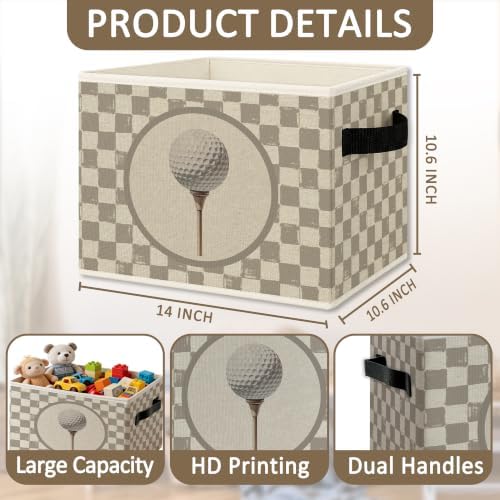 Vintage Brown Checkered Golf Ball Foldable Storage Box - Image 6