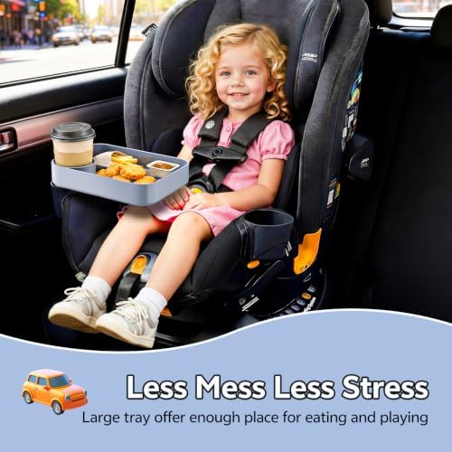 Car Seat Tray for Toddlers, Kids Travel Snack Tray for Road Trips Gray - Image 2