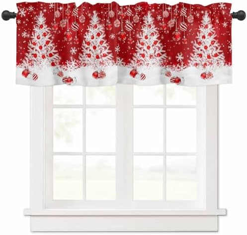 Vandarllin Red Christmas Valance Curtains by VandarllinHomeKitchenDecor