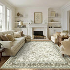 BILEEHOME Grey Beige Tan Rug for Bedroom Flower Sketch Low Pile Rugs 5x8 by BILEEHOME