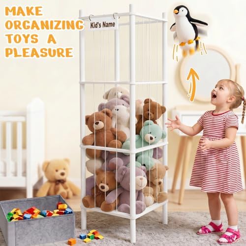 Stuffed Animal Storage with Toys Tray, 57In Large Wooden Stuffy Plushies - Image 6