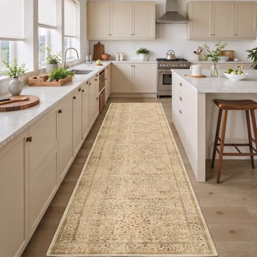 Floral Animal Neutral Tan 2x10 Long Hallway Entryway Runner Rug, Washable Non - Image 3