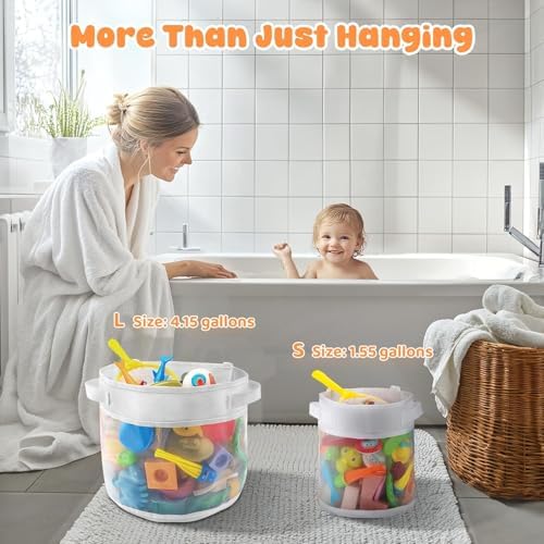 Bath Toy Storage, 4.15 Gallons Bath Toy Holder Wall-Mounted Shower Caddy - Image 3
