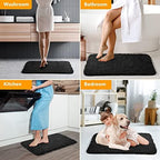 Yeaban Chenille Black Bathroom Rug 26"x44", Non-Slip Rubber Backing - Image 5