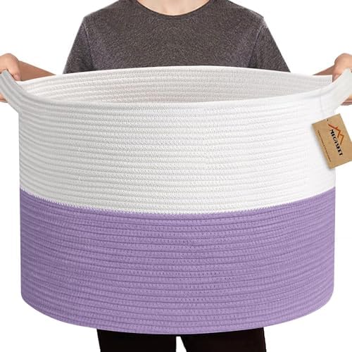 MEGASKET Large Purple Rope Storage Basket, 22x14 Inches Wicker Woven Baskets by MEGASKET