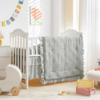 Tufted Ruffle Crib Bedding Set 3 Pieces Baby Girls Boys Boho Quilted Comforter by Uozzi+Bedding