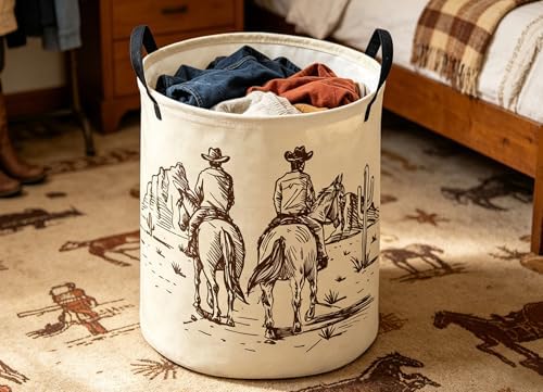 ESSME Kids Laundry Basket, Cow boy Hamper Collapsible Canvas Waterproof Storage - Image 4