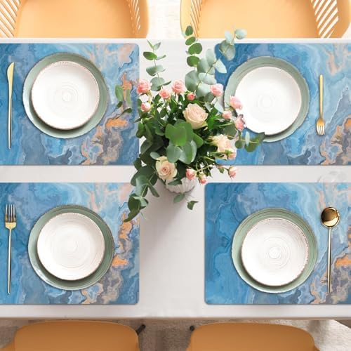 Blue Marble Placemats Set of 6 Plastic Table Mat 17×13×0.04in - Image 5