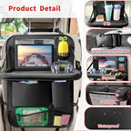 Car Backseat Organizer with Tablet Holder, 6 Storage Pockets Foldable Table - Image 3