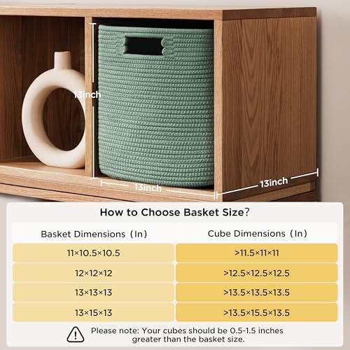 UBBCARE Set of 4 Storage Basket-13 X 13 X 13 In, Cotton Rope Basket - Image 2